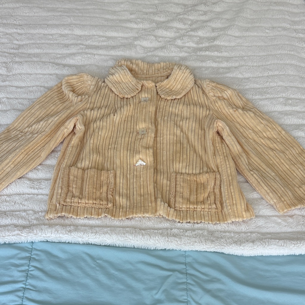 Vintage 1940 Chenille Ribbed Button-Front Jacket About Size Small